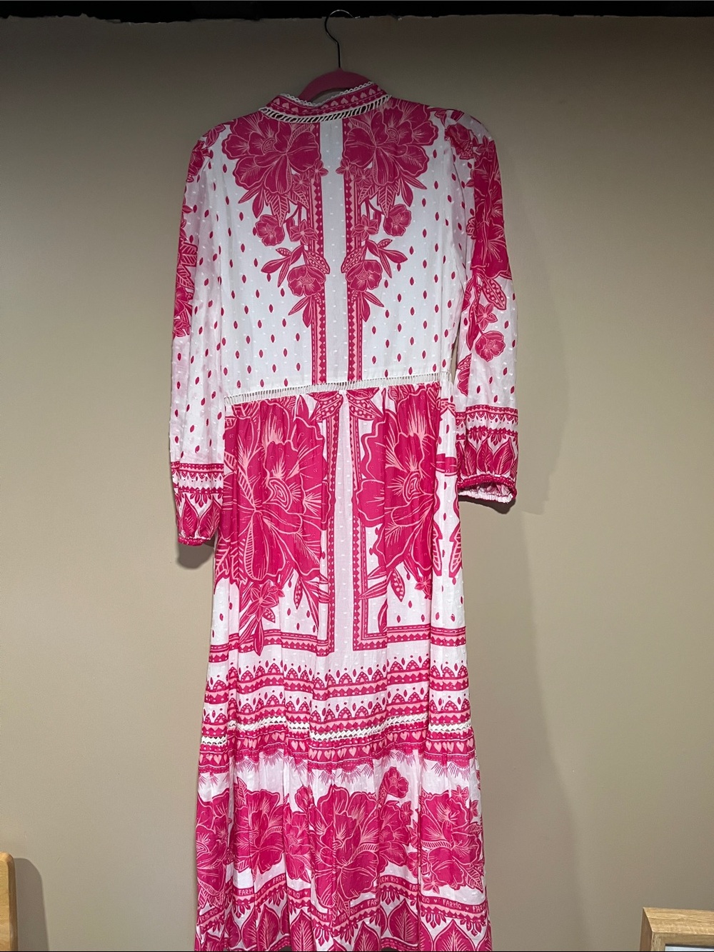Farm Rio Women's Pink Floral Button-Front Maxi Dress - Picture 3 of 3